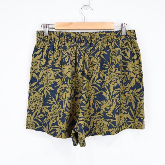 NWT Madewell Clean Pull-On Shorts In 100% Linen Deep Shadow Floral Size Medium - Picture 4 of 8